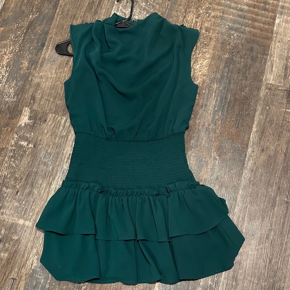 TCEC Dark Green Ruffled Mini Dress